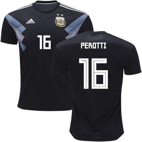 Argentina #16 Perotti Away Kid Soccer Country Jersey - Click Image to Close
